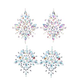 Holibanna 2 pieces rhinestone body gemstones chest sticker crystal tattoo sticker for festival rave party outfit