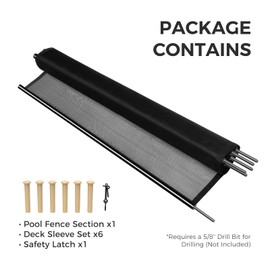 POOL FELLOWS 4 ft. X 15 ft. DIY Pool Safety Fence, Child & Pet Backyard Barrier, Temporary Mesh Pool Fence for Backyard, Removable for Inground Swimming Pools, Black