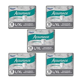 Pack of 5 - Assurance for Men Maximum Absorbency Protective Underwear, Large/Extra Large, 18 ct