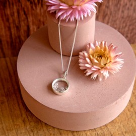 Tuscany Silver Women's Sterling Silver Floating Cubic Zirconia A Round Pendant on Curb Chain of Length 46 cm/18 Inch