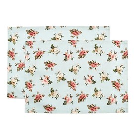 LAURA ASHLEY N3697500 Placemats (9.8 x 13.8 inches (25 x 35 cm), Set of 2, For Girls, Children, Fabric, Fashionable, Cotton, Lunch Box, Colorful Candy Style