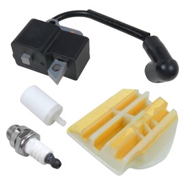 573935702 544080803 Ignition Coil w/Filter Spark Plug Kit for Husqvarna 445 450 445e 450e by BLUE ELF