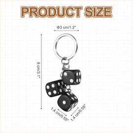 PATIKIL Lucky Dice Keychain Charm, Resin 3D Cube Square Mini Dice Keyrings with 3 Pendants for Bag, Wallet, Purse, Car, Cellphone Accessories, Black