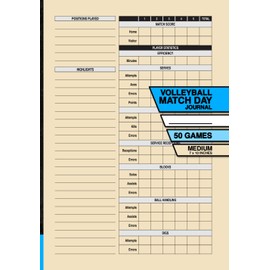 Volleyball Match Day Journal: Record and Track Your Individual Playing Stats | For Serious Players | 50 Games | Medium