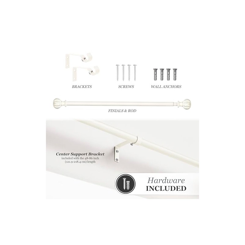 Kenney Rachel 5/8" Standard Decorative Window Curtain Rod, 28-48", Antique