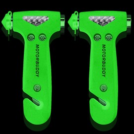 MOTORBUDDY 2-Pack Car Safety Hammer, Auto Emergency Escape Hammer with Window Breaker and Seat Belt Cutter, Emergency Escape Tool for Car Accidents, Glow in The Dark