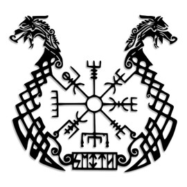 LIYOUYA Viking Dragon Metal Wall Decor - Nordic Style Room Decor Black Wall Art Home Decor for Living Room, Bedroom, Dining Room (Black)