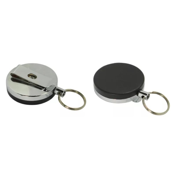 2pk 1.5" Retractable Pull Reel Badge ID Holder Keychain Cable