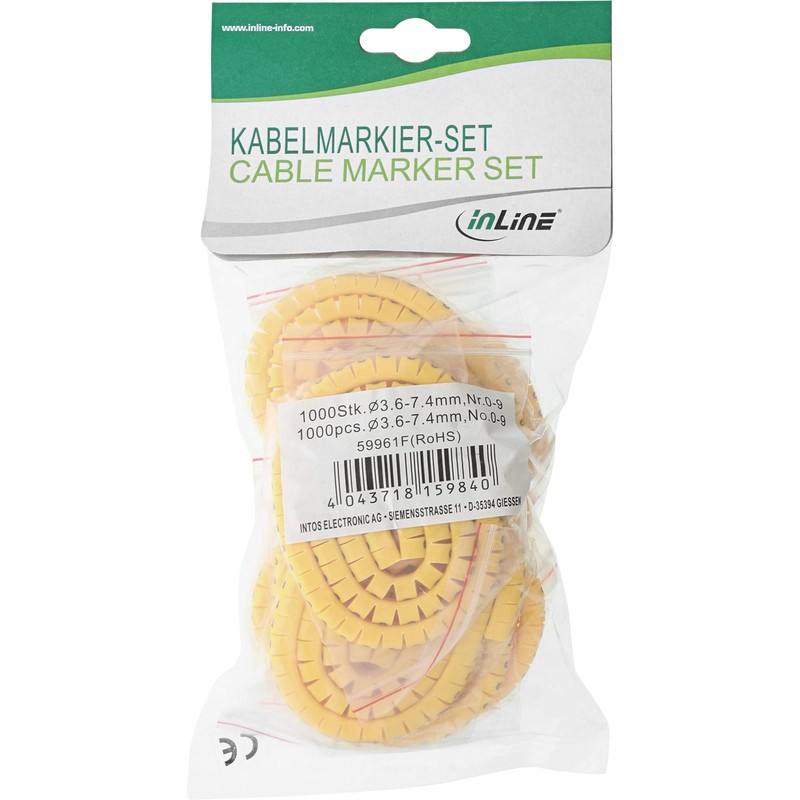 InLine® Cable marker 3,6-7,4mm, No.0-9, 1000pcs.