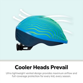 Schwinn Classic Infant Bike Helmet for Boys Girls Age 0-3 Years Old, Suggested Fit 44-50 cm, Dial Fit, Full Range Padding, Lower Molded Shell, Integrated Visor, Blue/Green