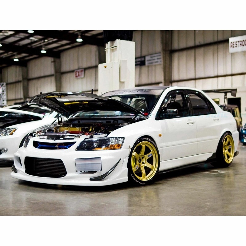 XoticTech Fit Mitsubishi Lancer Black Front Bumper Tow Hook License