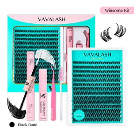 VAVA BEAUTY Winsome DIY Lash Cluster Kit, Lash Bond&Seal, Remover, Springtok Lash Tweezer for DIY Eyelash Extension at Home For Girl Make up Makeup Cosmetic Eyelashes Extensions:_Lolly kit