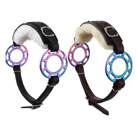 Lift Sports Black/Brown Rainbow Multi Color Hackamore Bitless Horse Bit English Western Adjustable Padded Fur Original Leather Bridle Equestrian Tack (Brown)