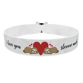 I love you slooow much Stoffarmband - Wasserfestes Satinarmband für Pärchen - Romantisches Geschenk - Handgefertigtes Armband für Verliebte - Geschenksidee zum Jahrestag