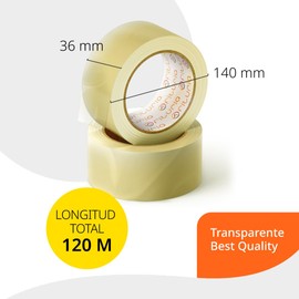OFITURIA Clear Packing Tape for Packing Boxes for Shipping and Moving - Seal for Safe and Durable Packaging (36cms x 120mts - Clear 1 Blind)