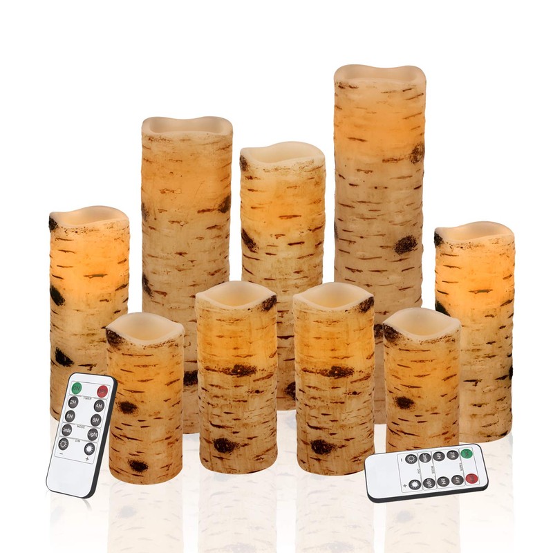 Vinkor Flameless Candles Battery Operated Candles Birch Effect 4" 5"
