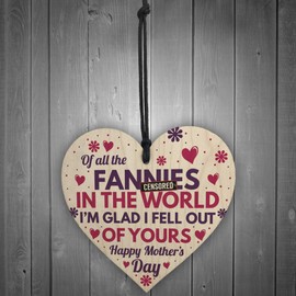 RED OCEAN Funny Rude From Daughter or Son Wooden Heart Sign Gift For Mum