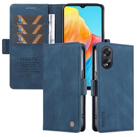 Umlovecase for Oppo A18 4G Case,for Oppo A18 4G Wallet Case,Pu Leather Folding Flip Cover Magnetic Card Slot Stand Protective Cover-Navy Blue
