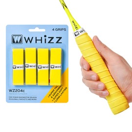 BAIHUALIN Whizz Badminton Tennis Racket Grip Tape (4 Grips) - Tacky/Fast Dry/Soft Feel - Squash Overgrip Pickleball Grip, Light Yellow
