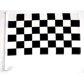 AES 12x18 Black White Checkered Checker Racing Car Vehicle 12"x18" Flag