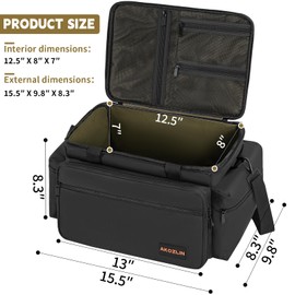 AKOZLIN Cable File Bag DJ Gig Bag Cord Organizer Case with Detachable Dividers for Laptop,DJ Gear, Sound Instrument and Music Equipment Accessories Black Green