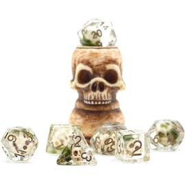 cusdie 7PCS Polyhedral DND Dice, D&D Dice, Skull Dice Set for Dungeons and Dragons RPG Table Games (Skull with Seaweed)