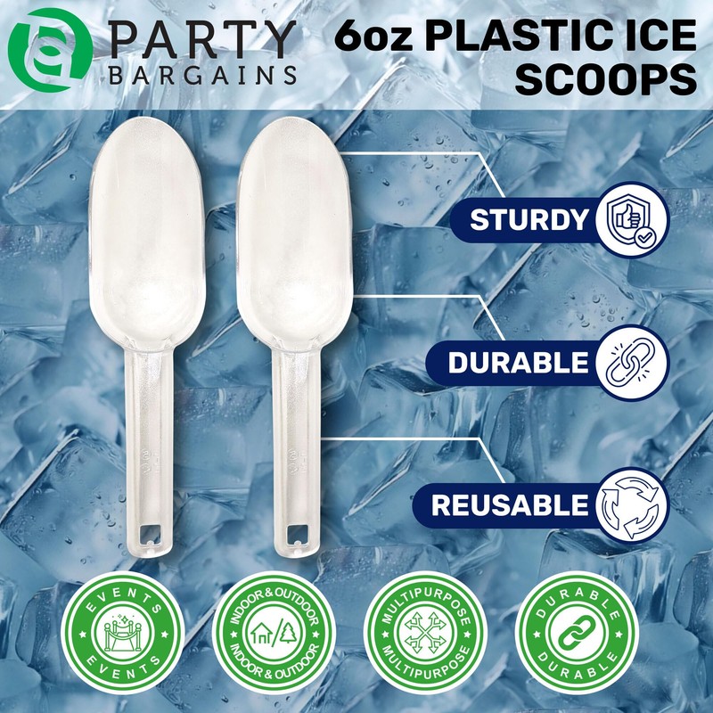 Party Bargains Plastic Ice Scoop 6 oz [2 Pack]