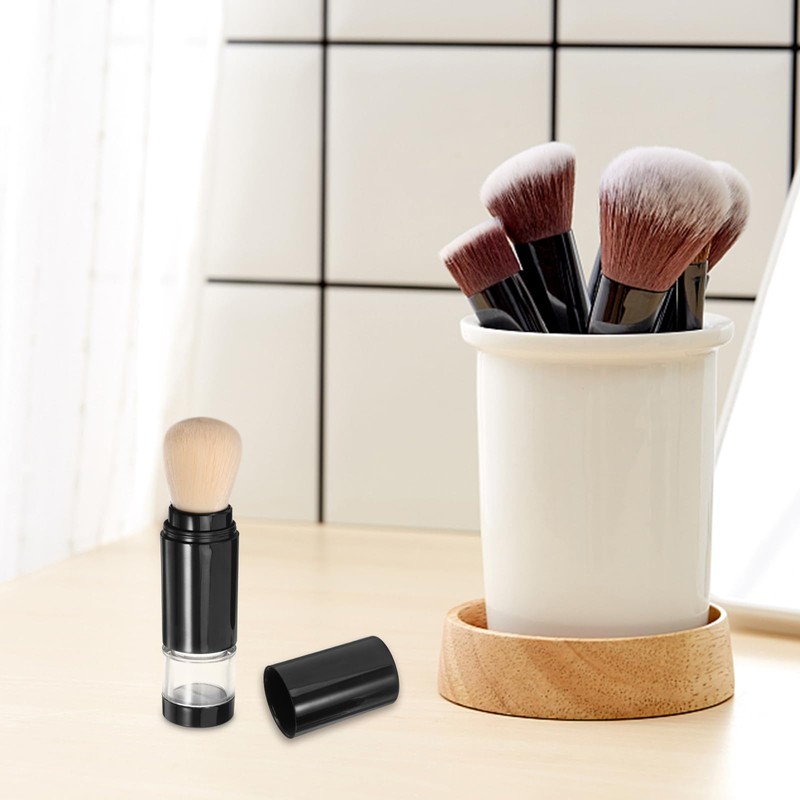 Healeved Retractable Blush Brush Refillable Loose Powder Bottle Jar Travel