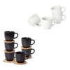 Hasense 3 OZ White Espresso Cups and 4 OZ Black