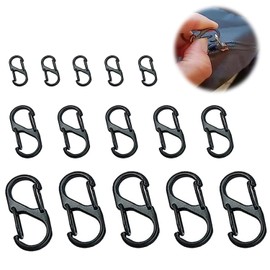 Carabiner, S-Shaped, Set of 15, Carabiner, Stylish, Small Carabiner, S-Shaped, Camping Carabiner, 3 Sizes, Durable, Ultra Lightweight, Multi-functional, Portable, Convenient to Carry, Anti-Theft,