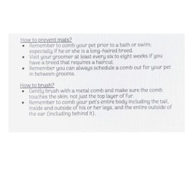 Dog Groomer Matted Fur and Dog Brushing Care Cards (100 pack, 3.5" X 2") Addresses hematomas, mats, combing, and shaving matts White