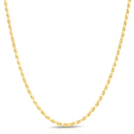 Next Level Jewelry Solid 14K Gold Vermeil Sterling Silver Rope Diamond-Cut Necklace Chains 1.5MM - 5.5MM, Gold Rope Chain Men Women, Gold Rope Necklace, 2.5mm,18
