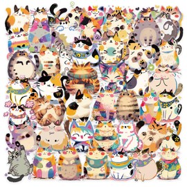 50 Cute Cat Stickers - Transparent Waterproof Kawaii Kitten for Scrapbooking, Journals, Cat Lovers Gifts