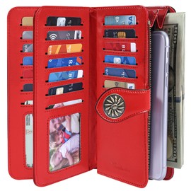 Travelambo Women's Wallet RFID Blocking Wristlet Clutch Purse with Large Capacity & Removable Strap