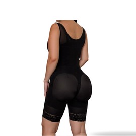 CATHLEYA SCULPT Women's Post Surgery Compression Shapewear with Bra – Stage 1 Full Body Girdle with Wide Straps, 3 Hook Levels & Bathroom Zipper – Hourglass Fit Faja Colombiana (Black, L)
