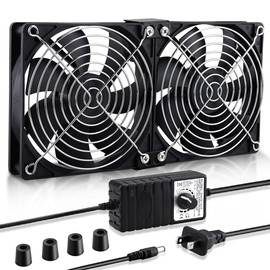 Wathai 2 x 120 mm/240 mm computer fan with high air flow power plug case fan 220 V-240 V AC including speed controller 3-12 V for mining machines, chassis, servers and workstation cooling