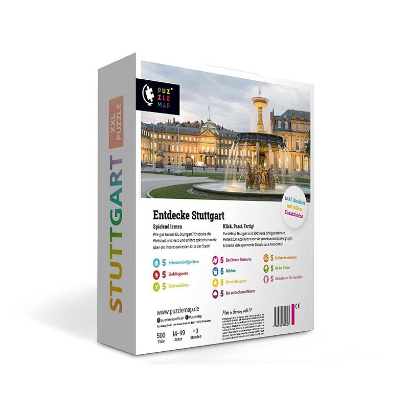 PuzzleMap Stuttgart Puzzle City Map XXL 500 Pieces with Booklet