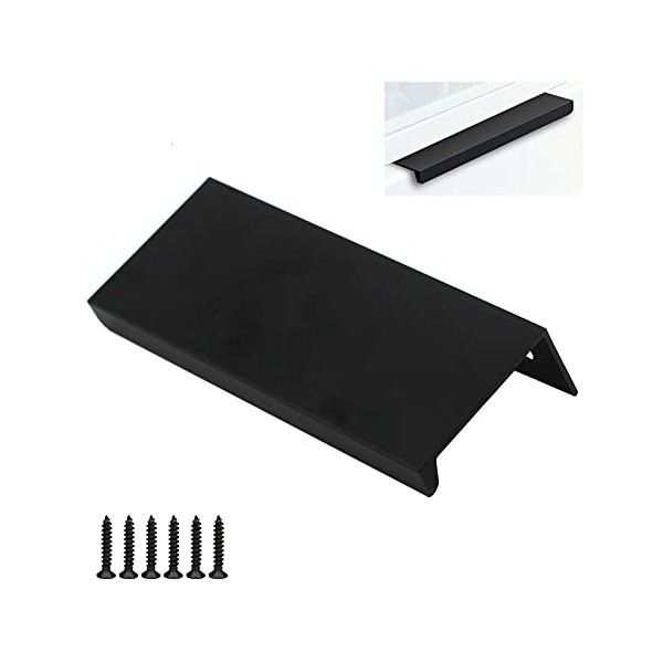 120mm Aluminium Alloy Finger Edge Handle Pull Black Modern Style