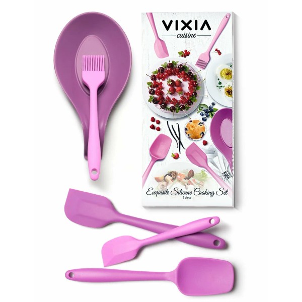 Vixia Non-Stick Silicone Spatula Set - 5-Piece Heat-Resistant Kitchen Tools