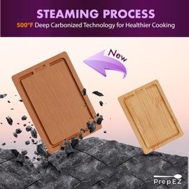 Heavy Duty Bamboo Cutting Boards for Kitchen 4 Piece Wooden Cutting Board Set with Deep Juice Grooves | Durable Carbonized Meat Cutting Board for Chopping Vegetables Poultry and Meal Prep