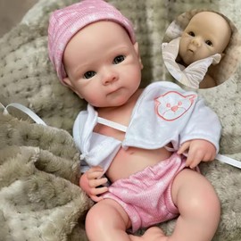 Aniiyy 13 Inch Can Open Mouth Reborn Baby Dolls Silicone Full Body, Lifelike Baby Doll Real Silicone Not Vinyl Girl with Clothing Set for Kids