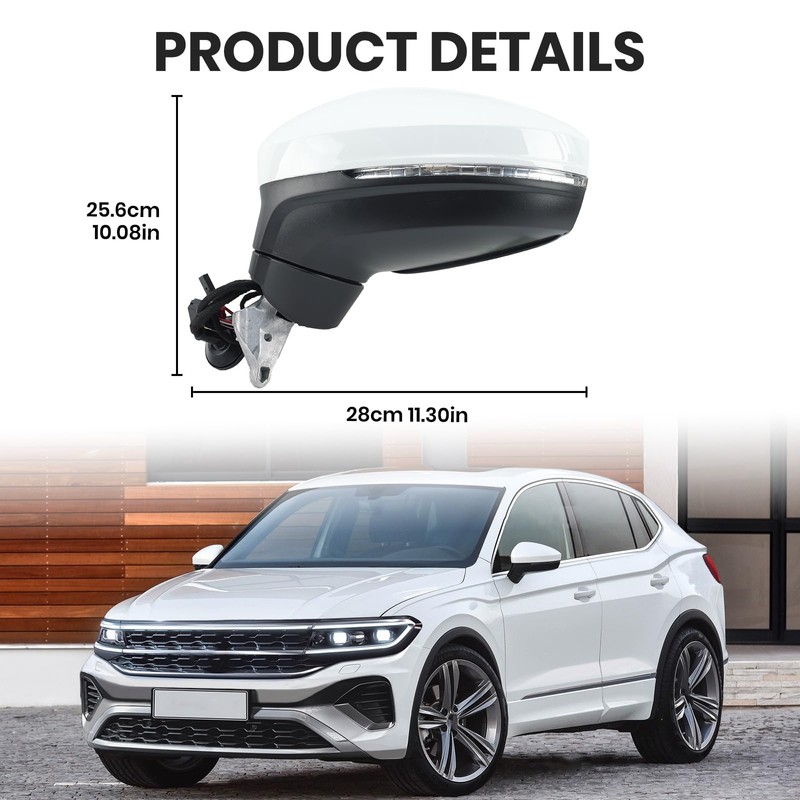 Left Driver Side Mirror Compatible with Volkswagen Tiguan 2018 2019