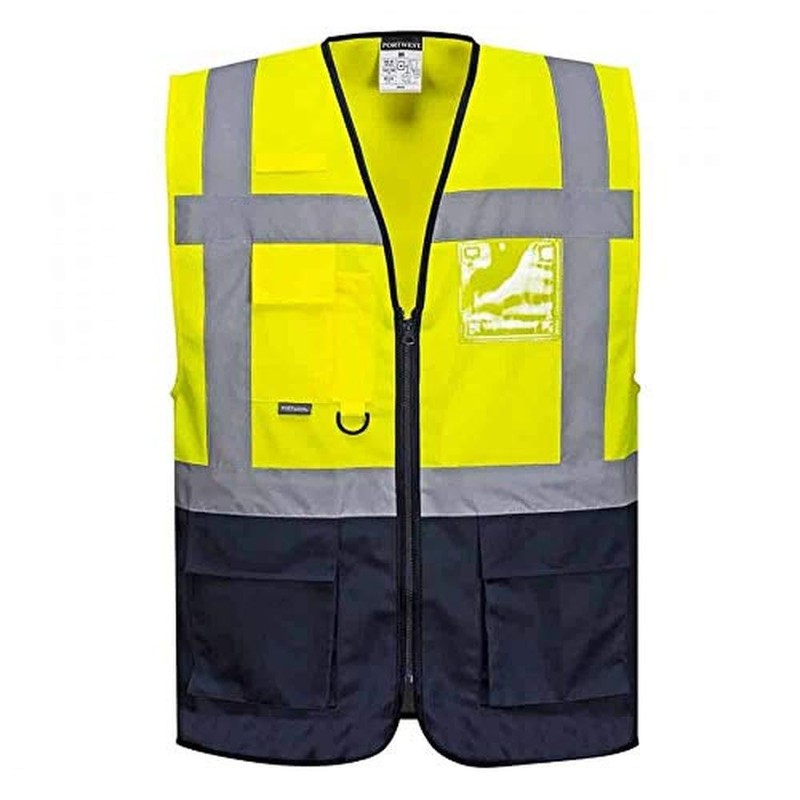 Portwest C476YBRS Warsaw Executive Vest, Small, Yellow/Black