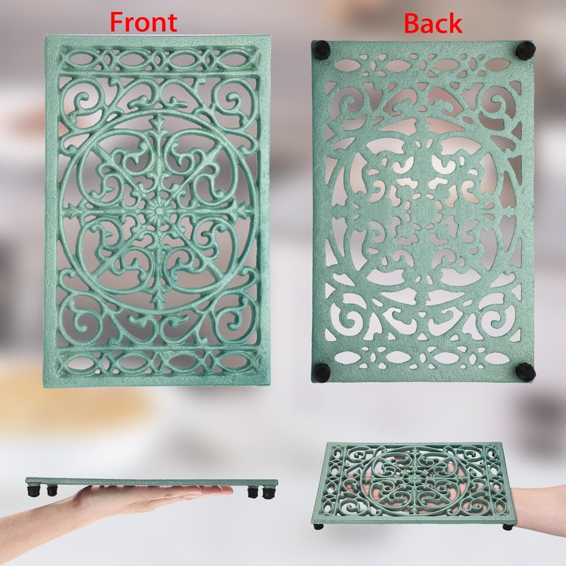 Sumnacon 9.6 x 6.3 Inch Cast Iron Trivet, 2 Pack