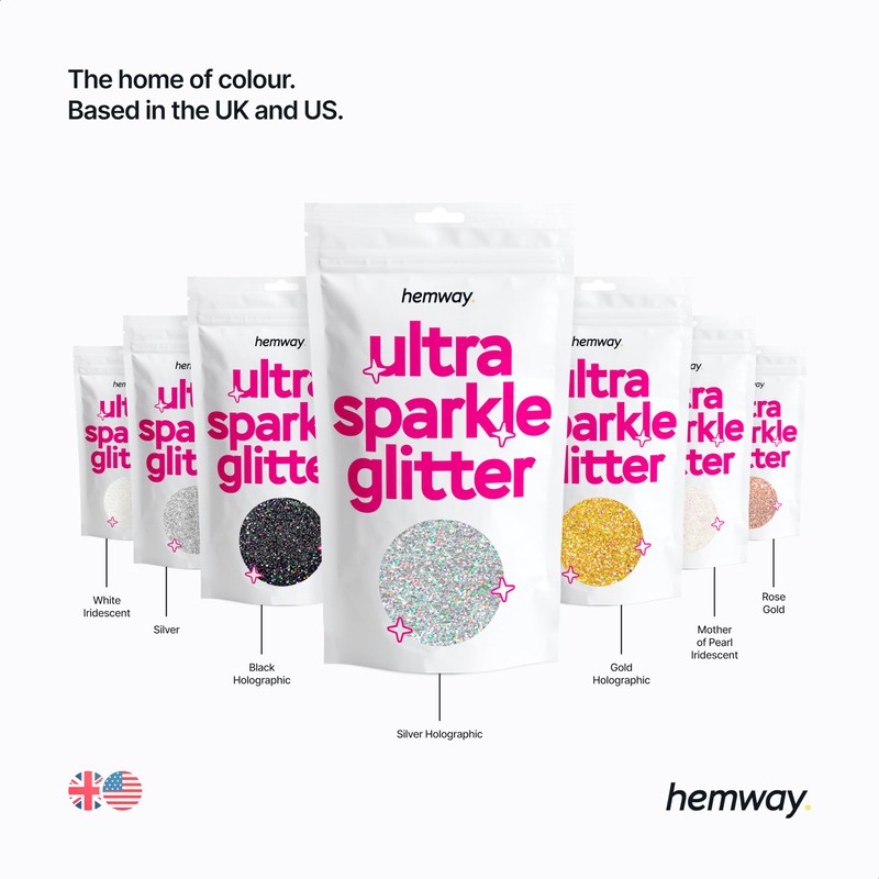 Hemway Ultra Sparkle Glitter White Iridescent 100g Ultrafine