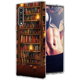 XIASAIJBUDA Compatible with LG Velvet 5G Case, Magic Library Bookshelf Cartoon Clear Case for Girls Women Cute Soft TPU Case