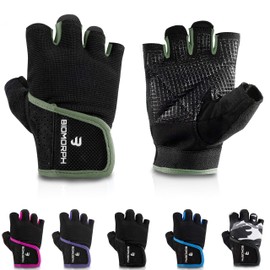 Biomorph Training Gloves for Men and Women (Various Sizes & Colours) Fitness Gloves for Strength Sports, Bodybuilding, Crossfit Fitness Gloves for Optimal Grip and Protection Against Calluses, green