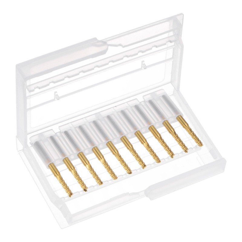 sourcing map 10Pcs 2.5mm Titanium Coat Carbide End Mill Engraving