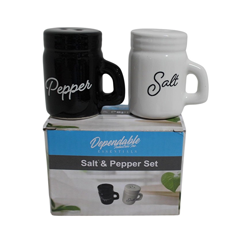Mason Jar Salt and Pepper Shaker Set – 2oz Ceramic,