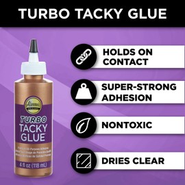 Aleene's Turbo Tacky Glue for Crafts, Strong Bond Adhesive, Nontoxic, Dries Clear, 4 fl oz